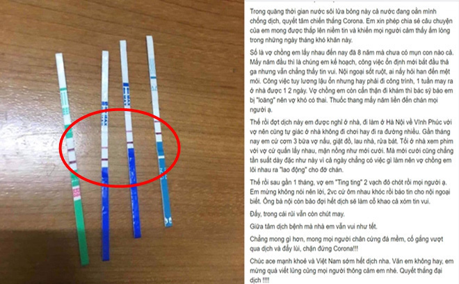 Lấy nhau 8 năm không có con, đôi vợ chồng nhận 2 vạch đỏ sau một tháng nghỉ làm tránh dịch-1