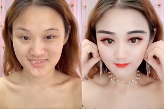 Hot girl Trung Quốc nổi tiếng vì trang điểm khác hẳn nhan sắc thật