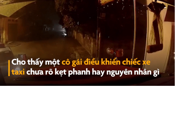 Nữ tài xế lái xe taxi tông thẳng vào đầu container đang đỗ