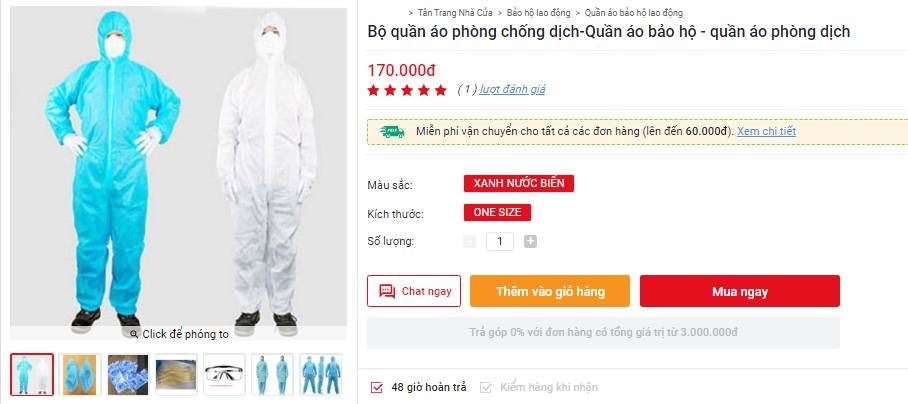 Bộ quần áo phòng dịch bán đa dạng tại các địa chỉ online, giá tuy cao nhưng là phương án được nhiều người tiêu dùng cân nhắc-7