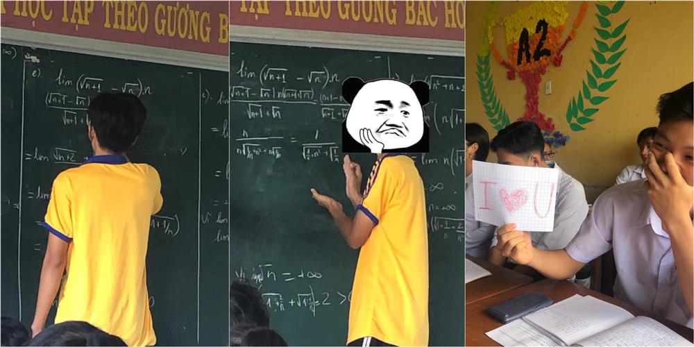 Nam sinh lên bảng không giải được bài bèn làm 1 việc, cô giáo không vừa đáp trả bằng hành động khiến cả lớp cười ngất-3