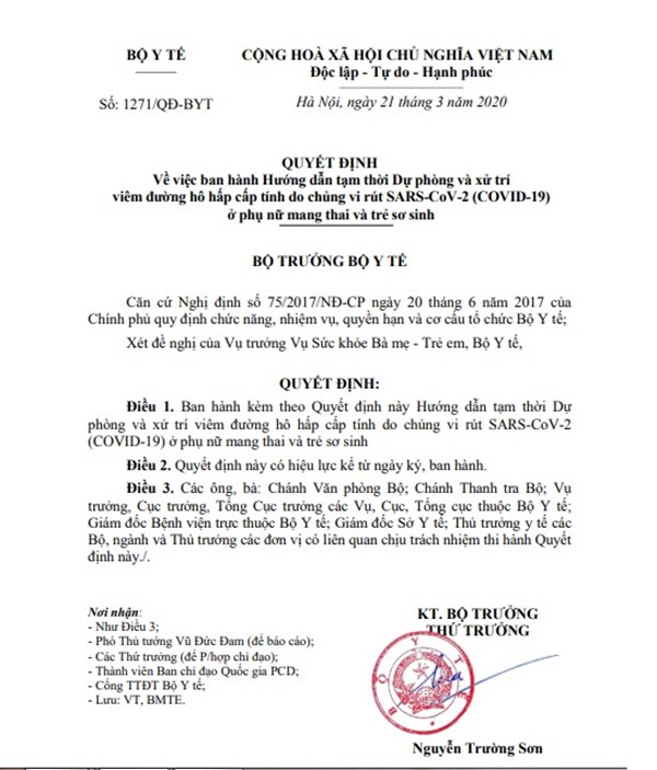 Mới: Bộ Y tế hướng dẫn dự phòng và xử trí COVID-19 ở phụ nữ mang thai, trẻ sơ sinh-1