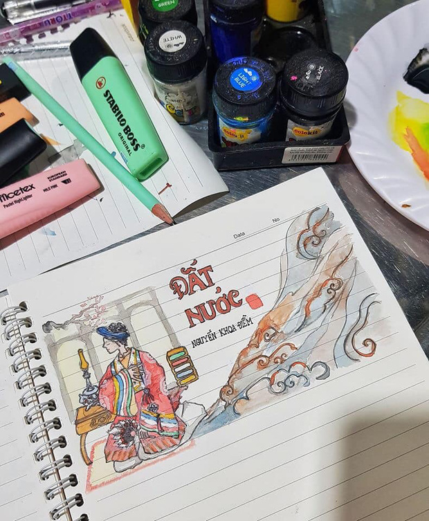 Tự vẽ tranh sương sương minh họa cho tác phẩm văn học, nam sinh khiến ai nấy sửng sốt bởi tài múa bút chẳng kém cạnh họa sĩ-4