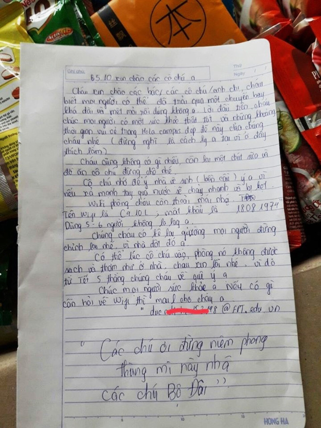 Nam sinh để dành thùng mỳ và sữa hộp cho người cách ly, câu chốt trong tâm thư khiến tất cả bật cười-2