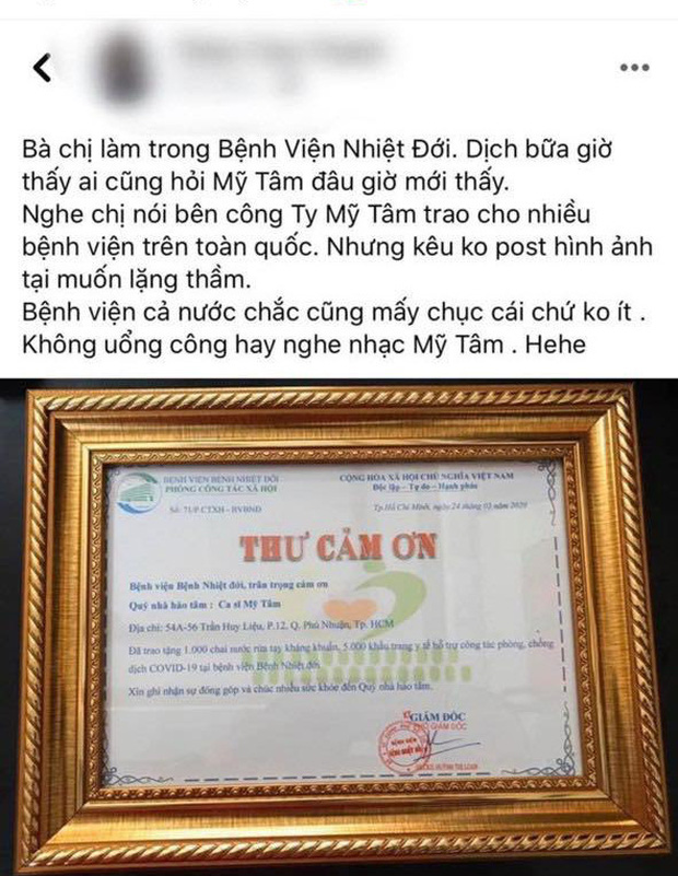 Mỹ Tâm góp số lượng lớn nước rửa tay và khẩu trang cho hàng loạt bệnh viện cả nước-1