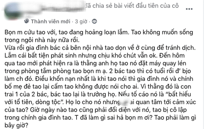 Cô gái sốc nặng khi phát hiện anh họ đặt máy quay lén trong nhà vệ sinh của mình, nhưng còn đau đớn hơn khi biết lý do bố mẹ một mực không cho tố cáo-1