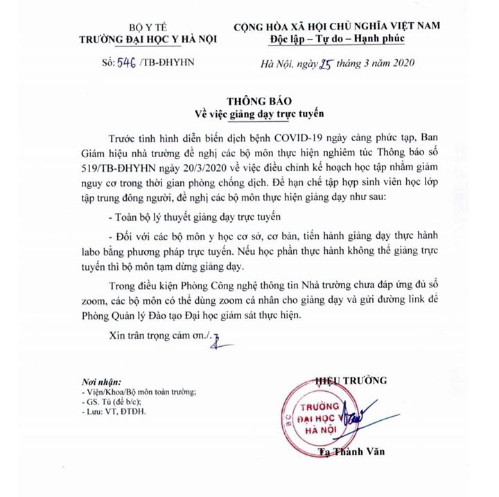 Trường duy nhất ở Hà Nội cho sinh viên đi học đã thay đổi quyết định trước diễn biến mới của dịch Covid-19-1
