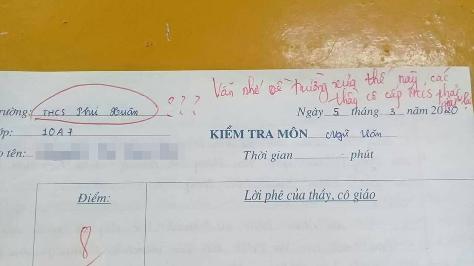 Nhầm nhọt cả tên trường trong bài kiểm tra, nữ sinh lớp 10 bị cô giáo thả một câu nhẹ nhàng nhưng cũng đủ toát mồ hôi hột-1