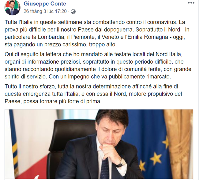 Bức thư đặc biệt của Thủ tướng Ý giữa cuộc chiến chống Covid-19 cho thấy tinh thần và ý chí chiến đấu không mệt mỏi của người dân nước Ý-1