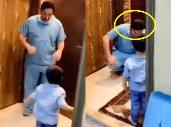 Hình ảnh vị bác sĩ ngồi sụp xuống, ôm mặt khóc nức nở khi không thể ôm con trai vào lòng vì sợ lây nhiễm Covid-19 từ bệnh viện gây bão MXH-1