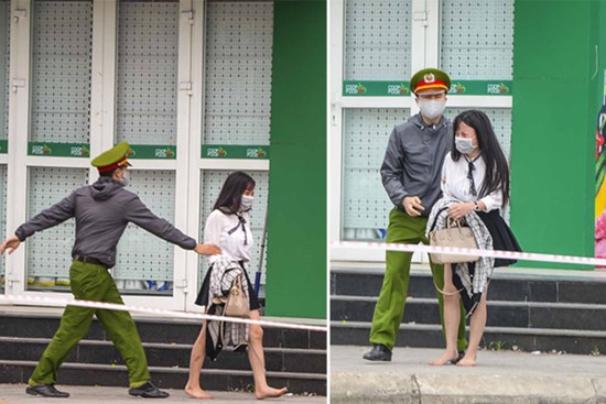 Cô gái vội vã rời khỏi toà nhà có người dương tính Covid-19 lần 1, may mắn công an phát hiện kịp