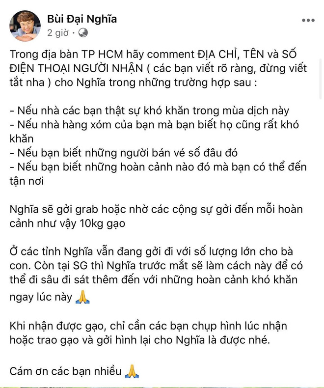 Ấm lòng giữa mùa dịch: Đại Nghĩa - Việt Hương cùng nhau có hành động đúng với ý nghĩa câu 1 đồng khi đói-4