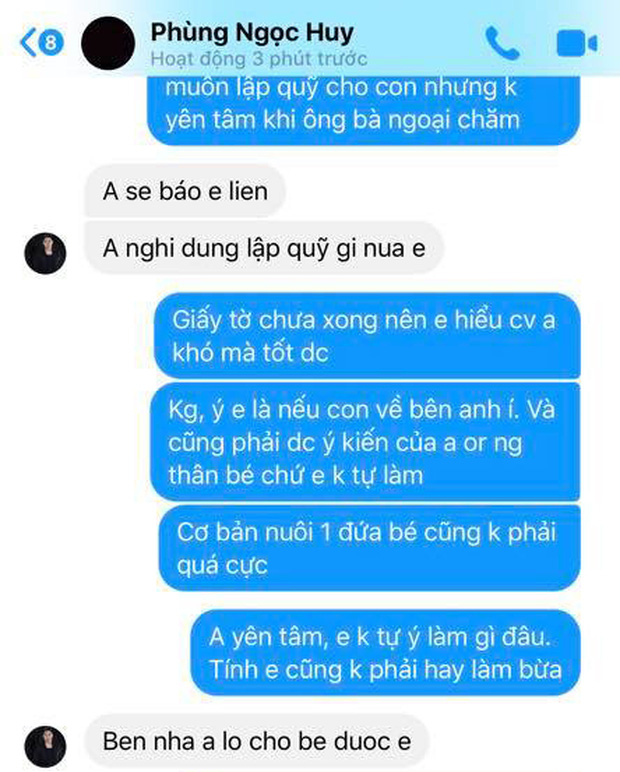 Tiết lộ tin nhắn Phùng Ngọc Huy lên tiếng về việc nuôi dưỡng bé Lavie-2