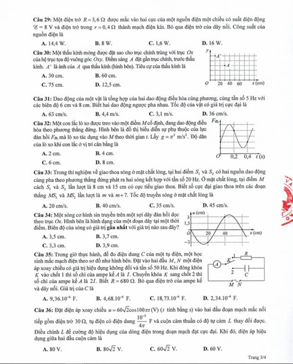 Đề thi minh họa THPT Quốc gia 2020 Môn Vật lý-3