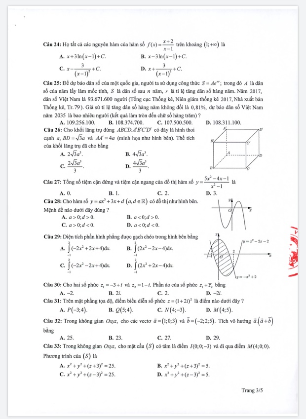Đề thi minh hoạ THPT Quốc gia năm 2020 Môn Toán-3