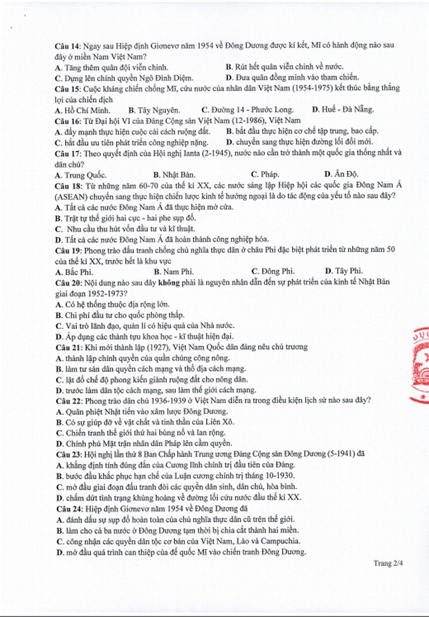Đề thi minh họa THPT Quốc gia 2020 Tổ hợp Khoa học xã hội-2