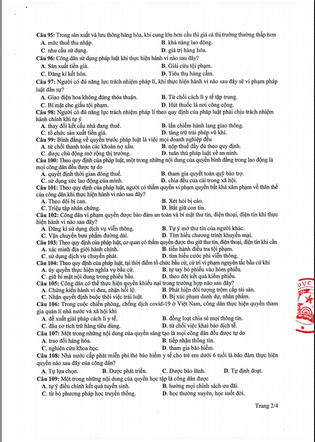 Đề thi minh họa THPT Quốc gia 2020 Tổ hợp Khoa học xã hội-10