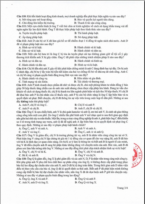 Đề thi minh họa THPT Quốc gia 2020 Tổ hợp Khoa học xã hội-11