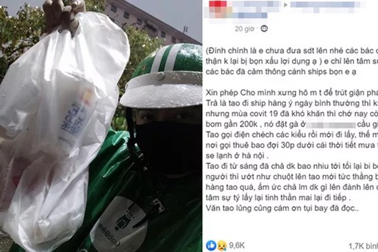 Đội mưa đi giao đồ ăn giữa mùa dịch, shipper gọi 