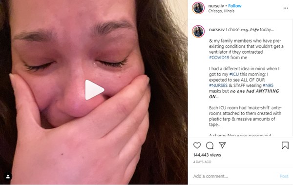 Nữ y tá bật khóc xin nghỉ việc vì bị cấm đeo khẩu trang N95 trong lúc điều trị cho bệnh nhân nhiễm Covid-19-2