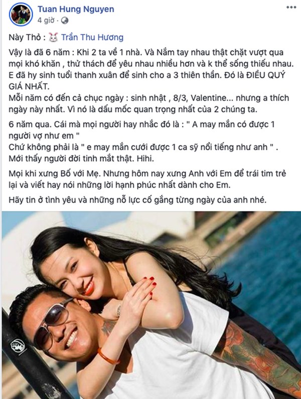 Sau bao đồn đoán tan vỡ, Tuấn Hưng đã có động thái rõ ràng chứng minh mối quan hệ với bà xã sau 6 năm kết hôn-1