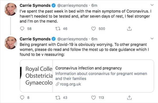 Vị hôn thê của Thủ tướng Anh có triệu chứng nhiễm Covid-19 khi đang mang thai, phải nằm trên giường bệnh suốt 7 ngày-1