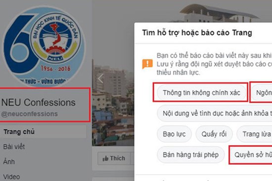 Fanpage NEU Confessions bị tố cáo ăn cắp chất xám, bị report 