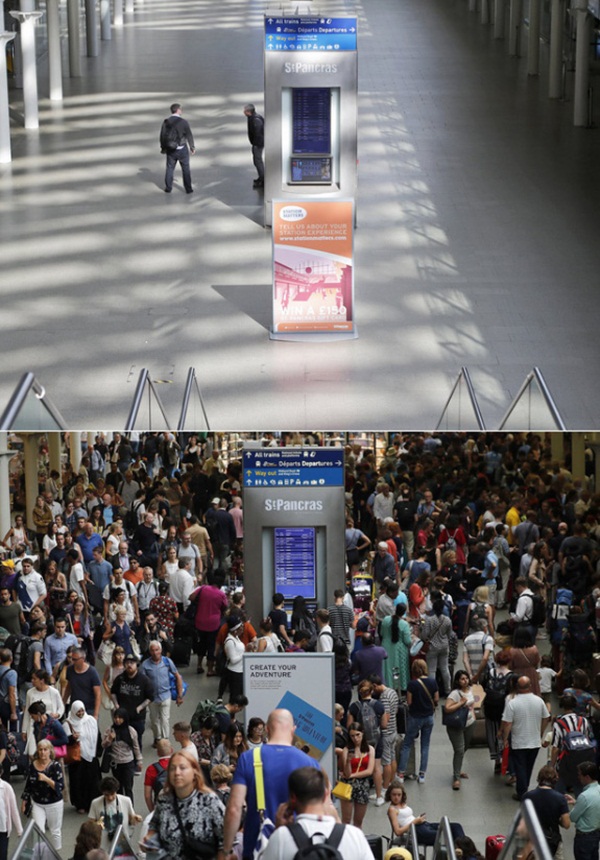 Loạt ảnh Before - After cho thấy London vắng lặng đến siêu thực sau lệnh phong tỏa để chống dịch Covid-19-4
