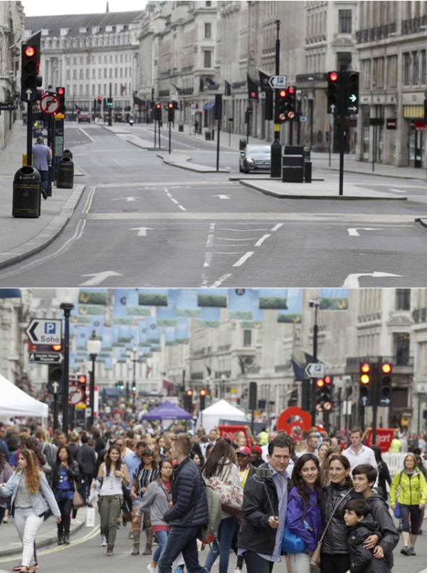 Loạt ảnh Before - After cho thấy London vắng lặng đến siêu thực sau lệnh phong tỏa để chống dịch Covid-19-7