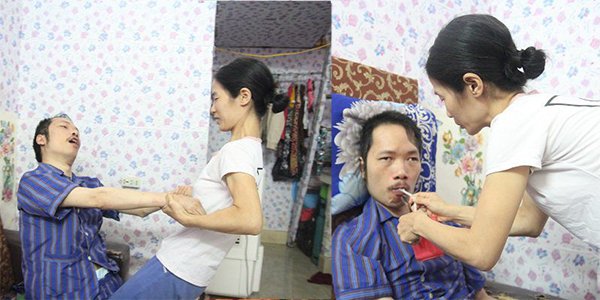 Cuộc sống của người vợ ôm chồng liệt đi trốn, chăm sóc như con mọn giữa mùa dịch COVID-19-2