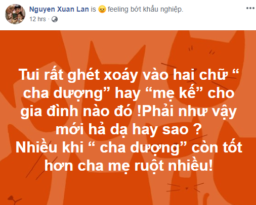 Xuân Lan bức xúc khi nhiều người sử dụng hai chữ cha dượng và mẹ kế để nói về gia đình-1