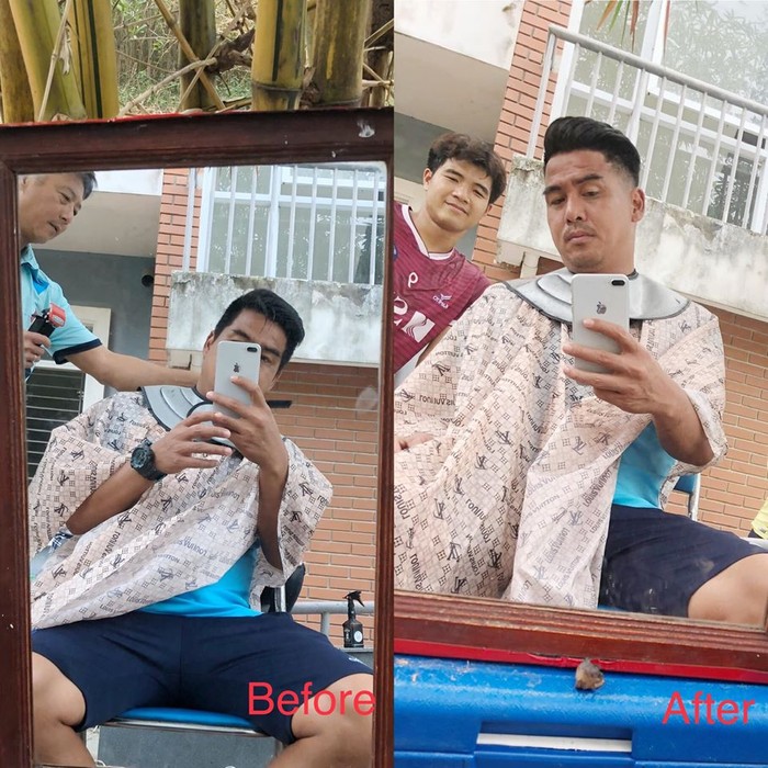 Chuyện tóc tai mùa dịch của cầu thủ: Đức Chinh cố thủ không để thầy cắt tóc, bất ngờ với Đình Trọng râu ria xồm xoàm-4