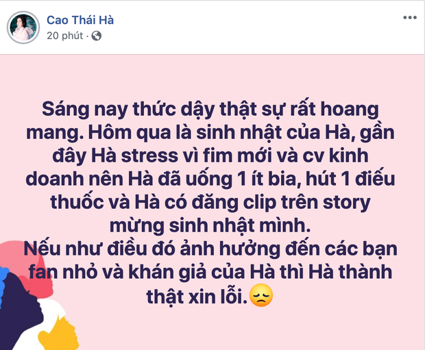 Gây tranh cãi nảy lửa vì khoe ảnh phì phèo thuốc lá, Cao Thái Hà chính thức công khai lên tiếng-1
