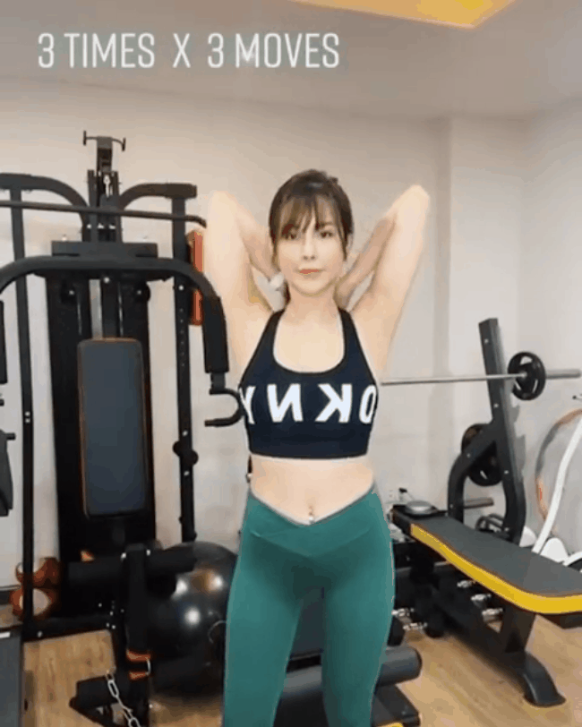 Diệp Lâm Anh bật mí 2 động tác tập cực dễ thực hiện giúp bụng và bắp tay thon nhỏ nhanh chóng-4