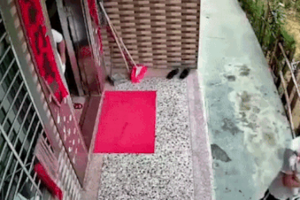 Clip: Trâu điên bất ngờ lao vào cửa hàng húc văng người đàn ông-1