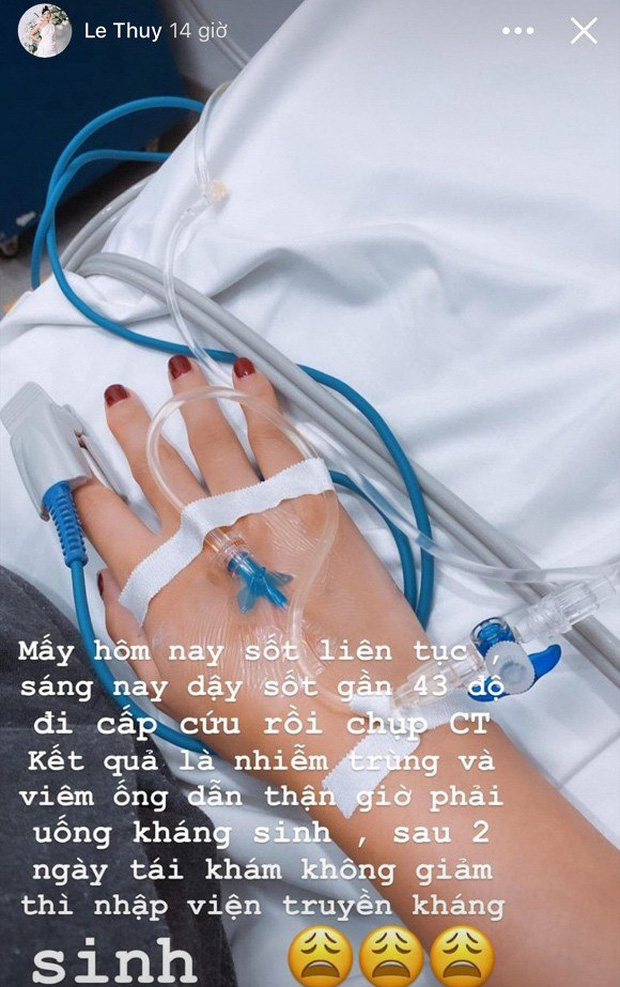 Lê Thúy sốt 43 độ, nhập viện cấp cứu vì bị nhiễm trùng và viêm ống dẫn thận-1