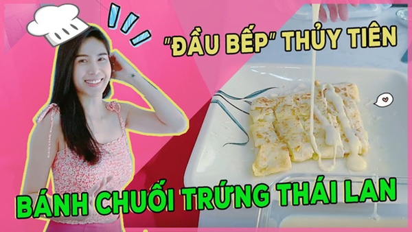 Thuỷ Tiên&nbsp;trổ tài làm bánh chuối kiểu Thái cho Công Vinh và bé Bánh Gạo: cũng định quăng bột bánh cho điệu nghệ&nbsp;nhưng bó tay-1
