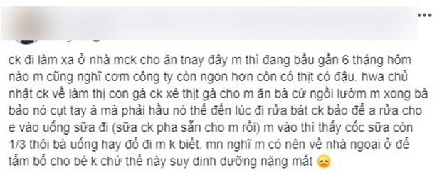 Nàng dâu than thở bầu 6 tháng mà ngày nào mẹ chồng cũng chỉ cho ăn cơm rau với nước mắm, dân mạng lại chỉ điểm sai của cô gái-1