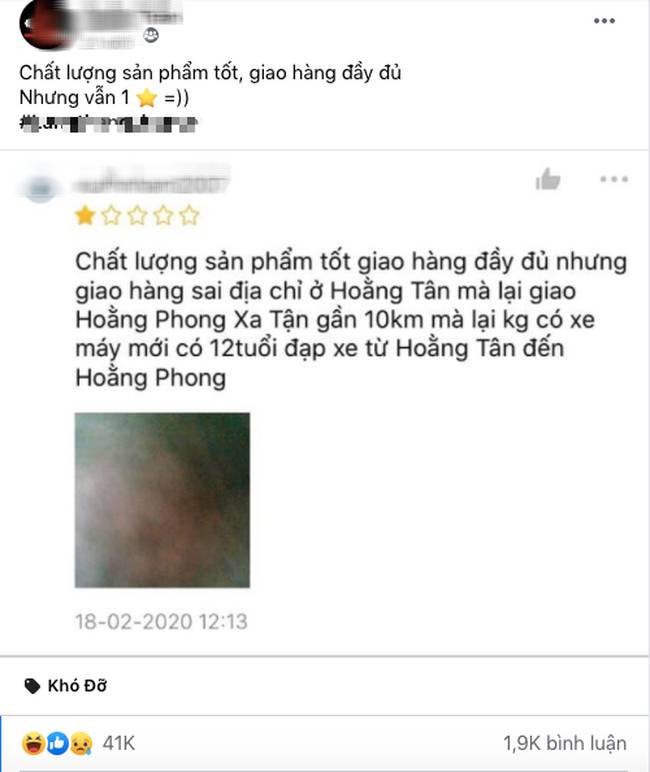 Chất lượng sản phẩm tốt, giao đầy đủ nhưng shop vẫn bị đánh giá 1 sao vì tai nạn khiến khách phải đạp xe 10 cây số để nhận hàng-2