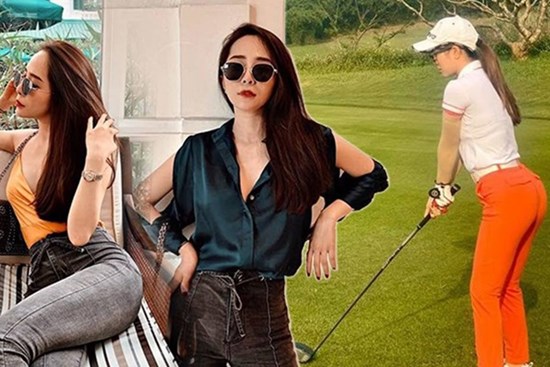 Chỉ diện đồ thể thao ra sân golf, Quỳnh Nga cũng khoe được vòng 3 nảy nở