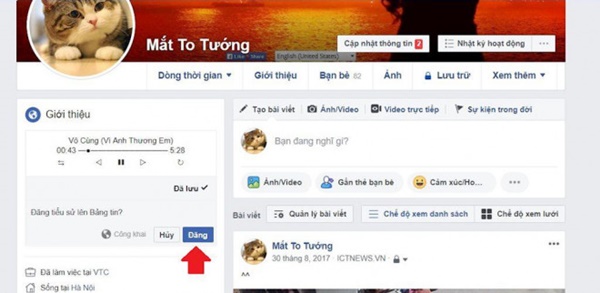 Hướng dẫn tạo tiểu sử Facebook bằng trình phát nhạc bài hát-3