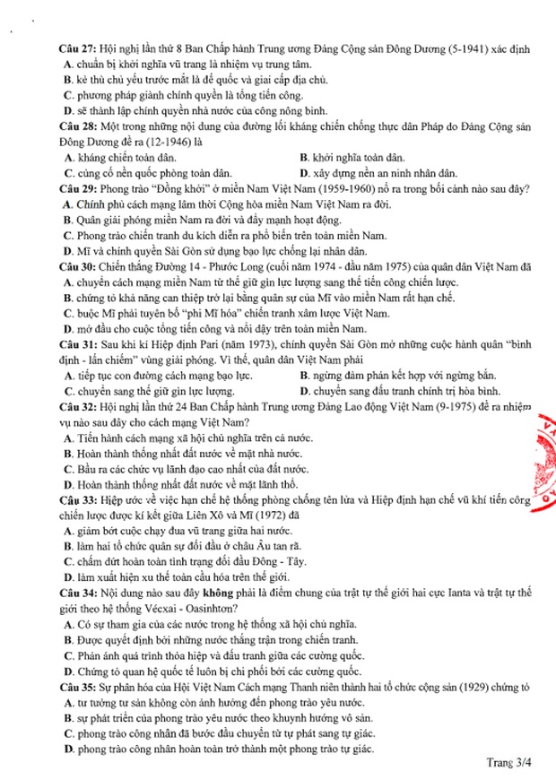 Đề thi tham khảo kỳ thi tốt nghiệp THPT Quốc gia năm 2020 tổ hợp Khoa học Xã hội-3