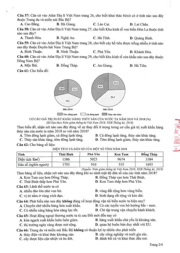 Đề thi tham khảo kỳ thi tốt nghiệp THPT Quốc gia năm 2020 tổ hợp Khoa học Xã hội-6