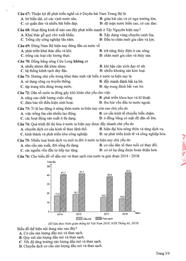 Đề thi tham khảo kỳ thi tốt nghiệp THPT Quốc gia năm 2020 tổ hợp Khoa học Xã hội-7