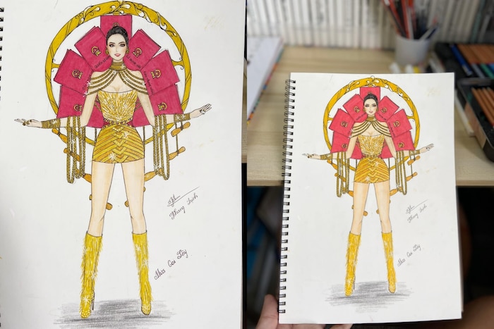 Bản thiết kế trang phục dân tộc 7 miếng đất cho Khánh Vân thi Miss Universe 2020 gây tranh cãi-2