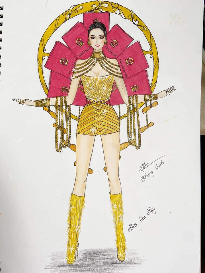 Bản thiết kế trang phục dân tộc 7 miếng đất cho Khánh Vân thi Miss Universe 2020 gây tranh cãi-5