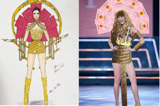 Bản thiết kế trang phục dân tộc '7 miếng đất' cho Khánh Vân thi Miss Universe 2020 gây tranh cãi