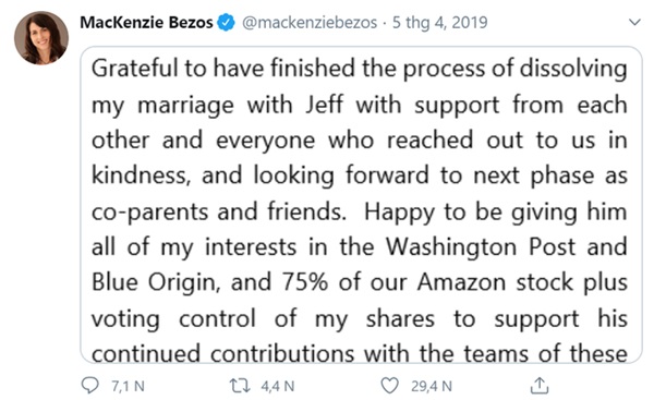 Vì sao vợ cũ của tỷ phú Amazon lại được xem là nữ anh hùng, khiến ông dù có tình mới vẫn phải nể trọng vài phần?-1