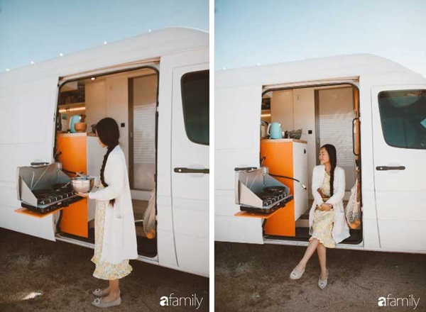 Ấp ủ ước mơ du mục, cô gái Việt cùng chồng cải tạo xe vận chuyển cũ thành ngôi nhà di động đẹp đến khó tin-11