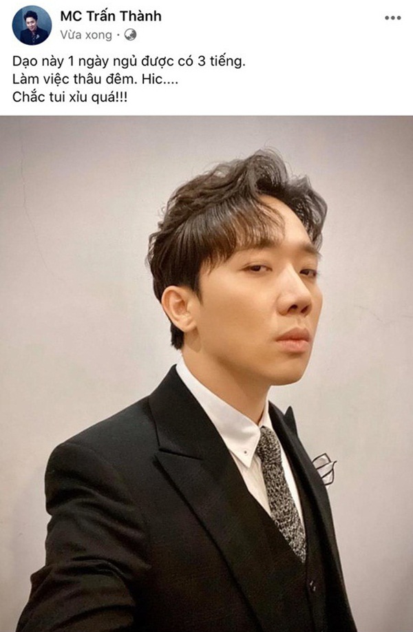 Trấn Thành than thở liên tục làm việc thâu đêm, chỉ được ngủ 3 tiếng một ngày: Nhìn gương mặt gầy thấy rõ mà thương!-1